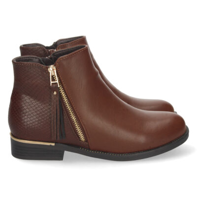 Botin de Tacon Bajo con Cremallera