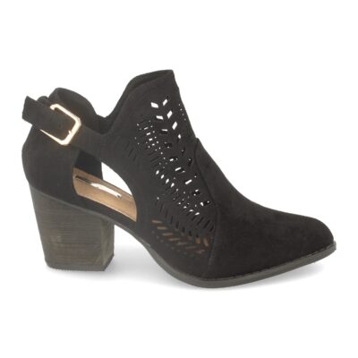 Botin de Mujer con Tacon, Calados y Hebilla