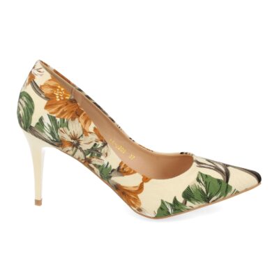 Zapato con Tacón de Aguja y Estampado de Flores