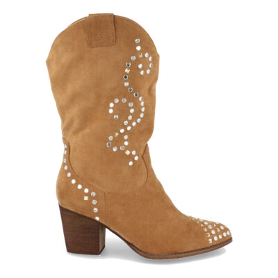 Bota de Tacón con Strass y Cremallera