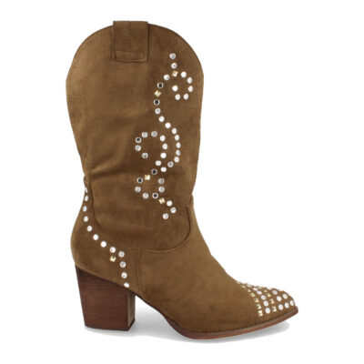 Bota de Tacón con Strass y Cremallera