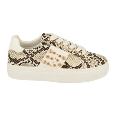 Zapatilla con Estampado de Serpiente y Cordones