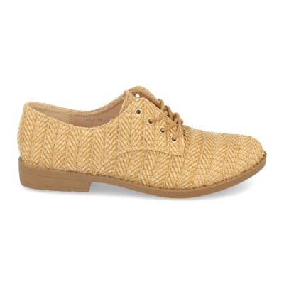 Zapato Plano de Mujer Estilo Blucher Moda Rafia