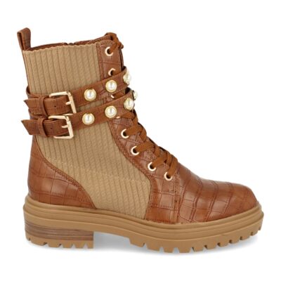 Botin Militar con Estampado Elastico y Cordones