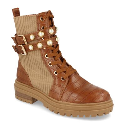 Botin Militar con Estampado Elastico y Cordones - Imagen 2