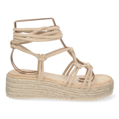 Sandalia de Plataforma con Yute y Cordones