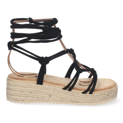 Sandalia de Plataforma con Yute y Cordones