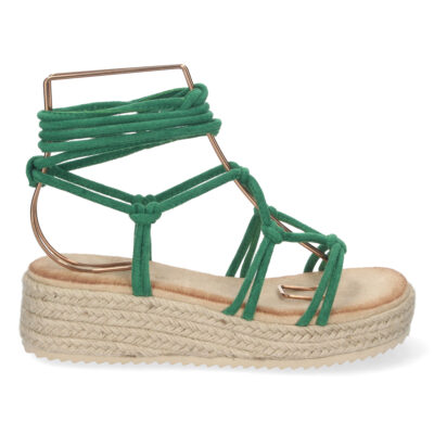 Sandalia de Plataforma con Yute y Cordones