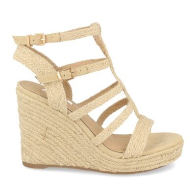 Sandalia con Cuña de Yute Estilo Ankle Strap y Hebilla