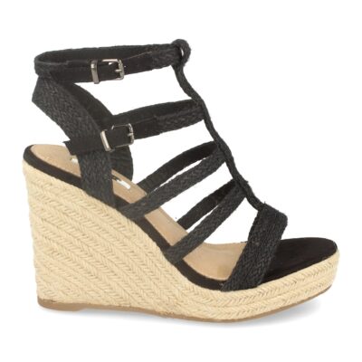 Sandalia con Cuña de Yute Estilo Ankle Strap y Hebilla