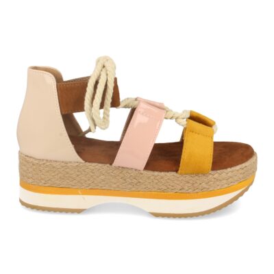 Sandalia de Plataforma con Yute y Cordones de Cuerda