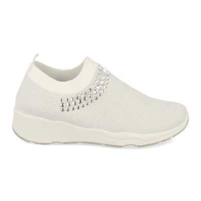 Zapatilla de Mujer con Pedreria y Tejido Elastico