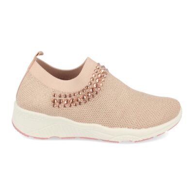 Zapatilla de Mujer con Pedreria y Tejido Elastico