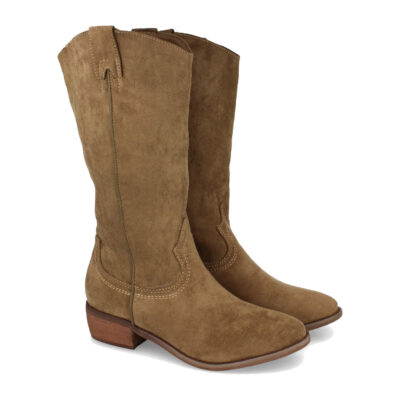 Bota de Tacón con Bordado y Cremallera