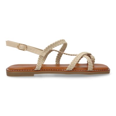 Sandalias planas de mujer, elegantes y comodas, diseño trenzado con cierre de hebilla ajustables - Imagen 2