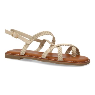 Sandalias planas de mujer, elegantes y comodas, diseño trenzado con cierre de hebilla ajustables - Imagen 3