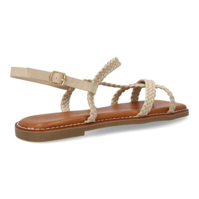 Sandalias planas de mujer, elegantes y comodas, diseño trenzado con cierre de hebilla ajustables - Imagen 4