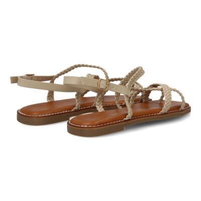 Sandalias planas de mujer, elegantes y comodas, diseño trenzado con cierre de hebilla ajustables - Imagen 5