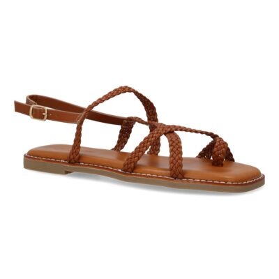 Sandalias planas de mujer, elegantes y comodas, diseño trenzado con cierre de hebilla ajustables - Imagen 3