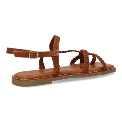 Sandalias planas de mujer, elegantes y comodas, diseño trenzado con cierre de hebilla ajustables - Imagen 4