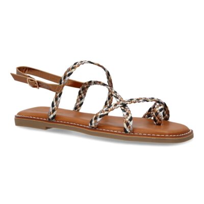 Sandalias planas de mujer, elegantes y comodas, diseño trenzado con cierre de hebilla ajustables - Imagen 3
