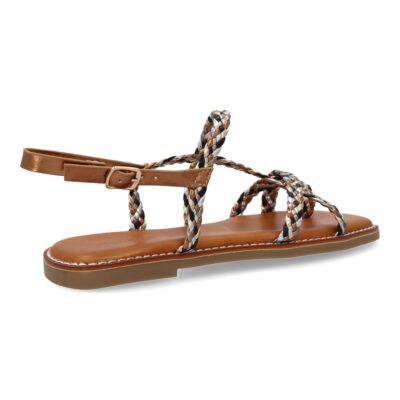 Sandalias planas de mujer, elegantes y comodas, diseño trenzado con cierre de hebilla ajustables - Imagen 4