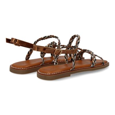 Sandalias planas de mujer, elegantes y comodas, diseño trenzado con cierre de hebilla ajustables - Imagen 5
