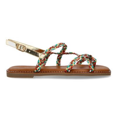 Sandalias planas de mujer, elegantes y comodas, diseño trenzado con cierre de hebilla ajustables - Imagen 3