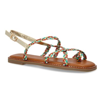 Sandalias planas de mujer, elegantes y comodas, diseño trenzado con cierre de hebilla ajustables - Imagen 4