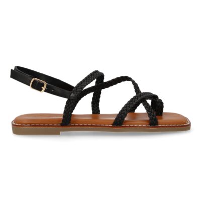 Sandalias planas de mujer, elegantes y comodas, diseño trenzado con cierre de hebilla ajustables - Imagen 2