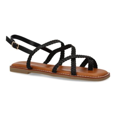 Sandalias planas de mujer, elegantes y comodas, diseño trenzado con cierre de hebilla ajustables - Imagen 3