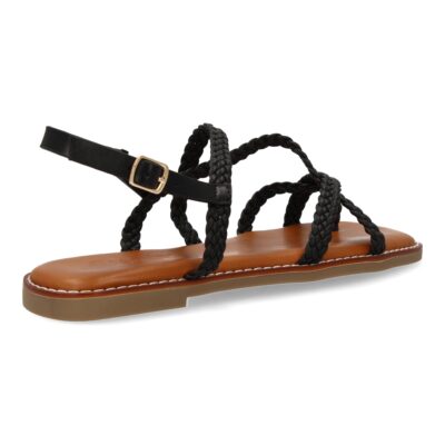 Sandalias planas de mujer, elegantes y comodas, diseño trenzado con cierre de hebilla ajustables - Imagen 4