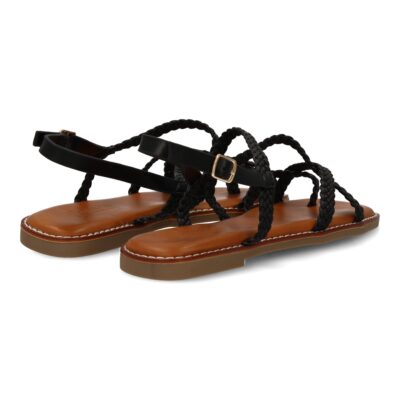Sandalias planas de mujer, elegantes y comodas, diseño trenzado con cierre de hebilla ajustables - Imagen 5