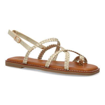 Sandalias planas de mujer, elegantes y comodas, diseño trenzado con cierre de hebilla ajustables - Imagen 3