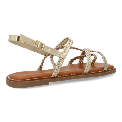 Sandalias planas de mujer, elegantes y comodas, diseño trenzado con cierre de hebilla ajustables - Imagen 4