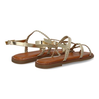 Sandalias planas de mujer, elegantes y comodas, diseño trenzado con cierre de hebilla ajustables - Imagen 5