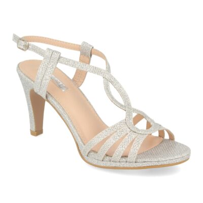 Sandalia T-Strap con Tacón fino, Brillantes y Hebilla - Imagen 2