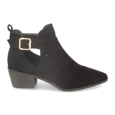 Botin de Mujer con Tacon, Calados y Hebilla