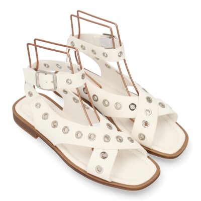 Sandalias planas de mujer, comodas y elegantes, diseño moderno con ojales - Imagen 5