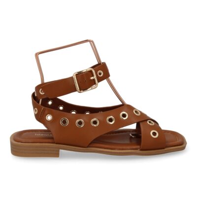 Sandalias planas de mujer, comodas y elegantes, diseño moderno con ojales - Imagen 3