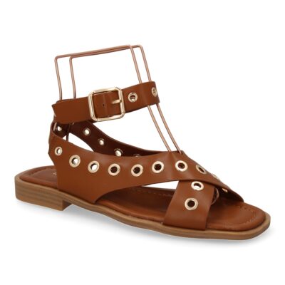 Sandalias planas de mujer, comodas y elegantes, diseño moderno con ojales - Imagen 4