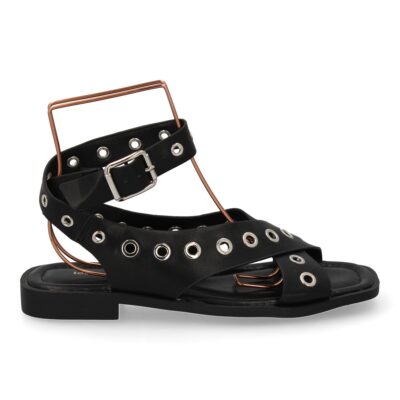 Sandalias planas de mujer, comodas y elegantes, diseño moderno con ojales - Imagen 2