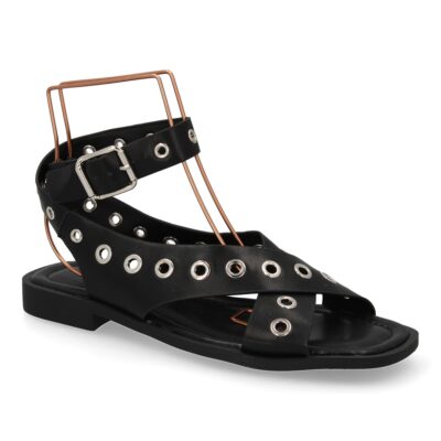 Sandalias planas de mujer, comodas y elegantes, diseño moderno con ojales - Imagen 3