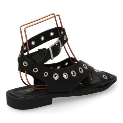 Sandalias planas de mujer, comodas y elegantes, diseño moderno con ojales - Imagen 4