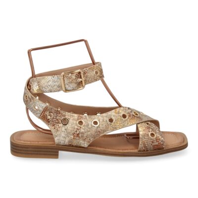 Sandalias planas de mujer, comodas y elegantes, diseño moderno con ojales - Imagen 2