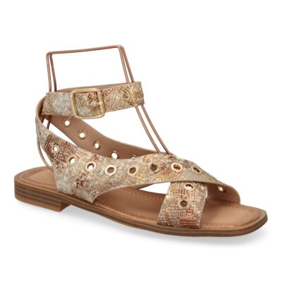 Sandalias planas de mujer, comodas y elegantes, diseño moderno con ojales - Imagen 3