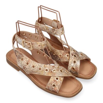 Sandalias planas de mujer, comodas y elegantes, diseño moderno con ojales - Imagen 5