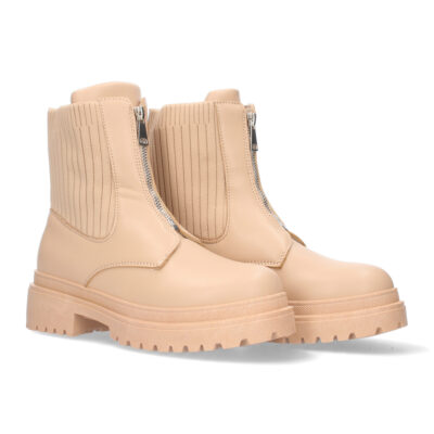 Botin comodo para mujer, material elastico en la caña y cierre de cremallera.