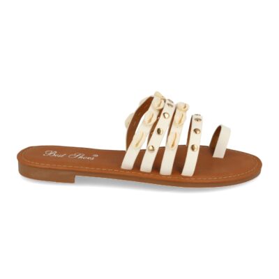 Sandalia Plana de Esclava con Conchas en Pala
