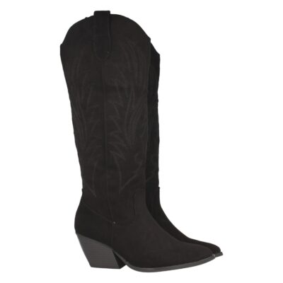 Bota de Tacon con Bordado y Cremallera